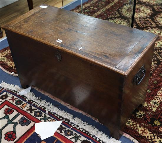 An oak six plank coffer 83cm